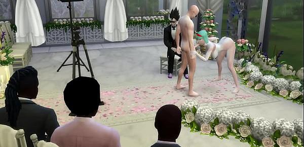 El Matrimonio de Bulma Episodio 2 Hermosa Esposa Recien Casada en su Boda le toman fotos eroticas al frente de su Marido Cornudo follada por el Viejo Netorare Hentai